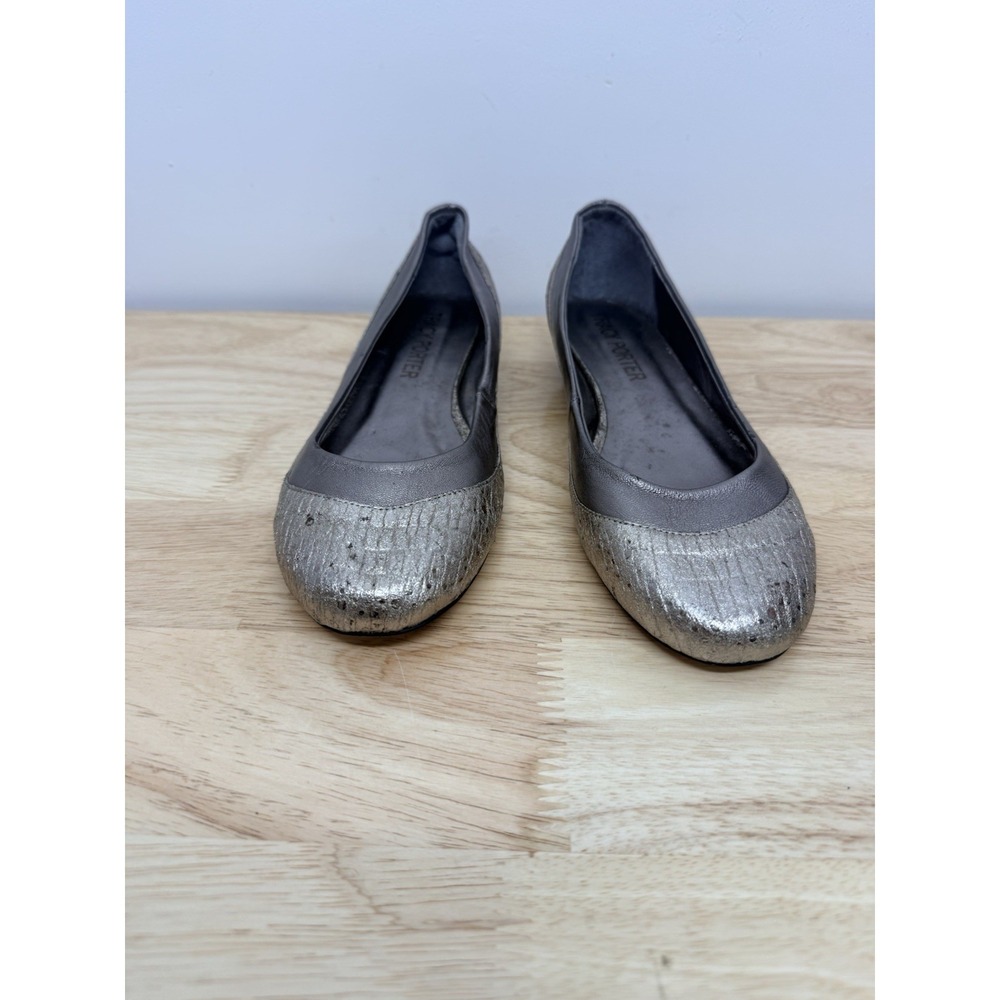 Tracy Porter Women's 9 Leather Silver Gray Flats Shoes Loafers #35